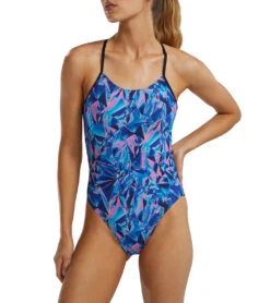 TYR Women's Crystalized Durafast Elite Cutoutfit One Piece Swimsuit -Swimming Equipment Shop 8644261478568 navypink 5a