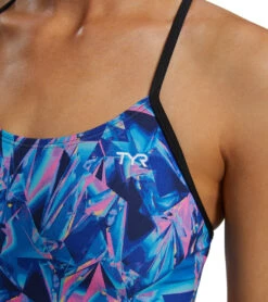 TYR Women's Crystalized Durafast Elite Cutoutfit One Piece Swimsuit -Swimming Equipment Shop 8644261478568 navypink 8a