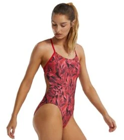 TYR Women's Crystalized Durafast Elite Cutoutfit One Piece Swimsuit -Swimming Equipment Shop 8644261478568 red 2a