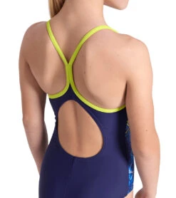 Arena Girls' Daly Light Drop Back One Piece Swimsuit -Swimming Equipment Shop 8645961580712 navysoftgreennavymulti 5a