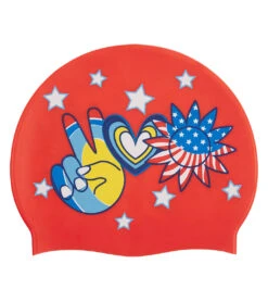 Sporti X Alex & Gretchen Walsh Peace Love & Swimming Silicone Swim Cap -Swimming Equipment Shop 8646283952296 peaceloveswimming 5a