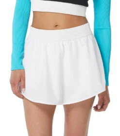 Beach House Women's Solid Woven Stretch Dynamic Wide Band Swim Skort -Swimming Equipment Shop 8646665568424 white