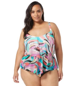 Beach House Women's Plus Size Saltwater Swirl Portia Mesh Layer Tankini Top -Swimming Equipment Shop 8646673924264 2t