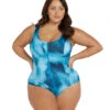 Artesands Woman's Plus Size Natare Celer Fuseli Chlorine Resistant One Piece Swimsuit -Swimming Equipment Shop 8646950420648 blue 1a
