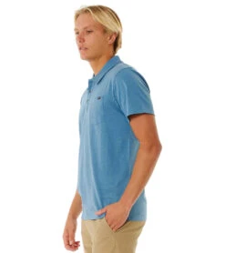 Rip Curl Men's Too Easy Short Sleeve Polo -Swimming Equipment Shop 8647155384488 dustyblue 2a