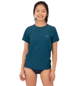 Level Six Women's Coastal Short Sleeve Loose Fitting Surf Tee -Swimming Equipment Shop 8647489159336 darktealbadge 1a