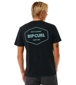 Rip Curl Men's Stapler Short Sleeve Tee -Swimming Equipment Shop 8647499645096 black 3a