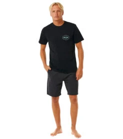 Rip Curl Men's Stapler Short Sleeve Tee -Swimming Equipment Shop 8647499645096 black 4a
