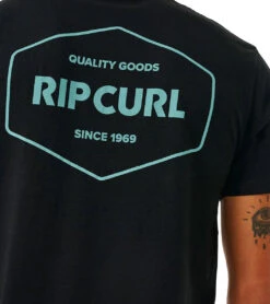 Rip Curl Men's Stapler Short Sleeve Tee -Swimming Equipment Shop 8647499645096 black 5a