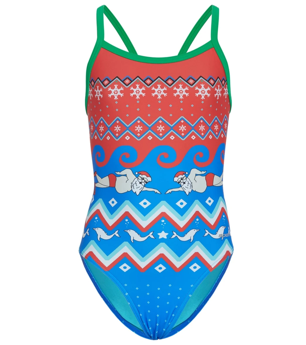 Sporti Limited Edition Ugly Sweater Swimming Santa Thin Strap One Piece Swimsuit Youth (22-28) 6 Sporti Limited Edition Ugly Sweater Swimming Santa Thin Strap One Piece Swimsuit Youth (22-28) - Image 4