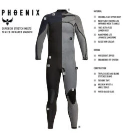 Xcel Men's 4/3mm Phoenix Full Wetsuit -Swimming Equipment Shop 8647536115880 blackgraphite 3a