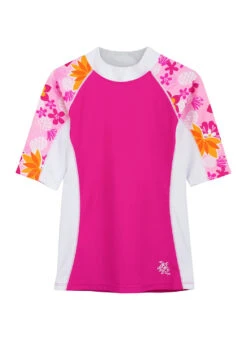 Tuga Girls' Tropical Punch Seaside Short Sleeve Rash Guard (Toddler, Little Kid, Big Kid) -Swimming Equipment Shop 8647549780136 2t