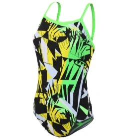 Zone3 Girls High Jazz 2.0 Strap Back Swimsuit -Swimming Equipment Shop 8647662403752 blackgreygold