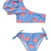 Snapper Rock Girls' Beach Bloom One Shoulder Two Piece Bikini Set (Big Kid) -Swimming Equipment Shop 8647747895464 blue 1a