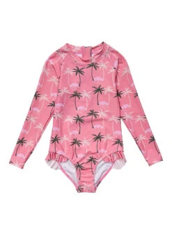 Snapper Rock Girls' Palm Paradise Long Sleeve One Piece Swimsuit (Toddler, Little Kid, Big Kid)