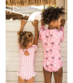 Snapper Rock Girls' Palm Paradise Long Sleeve One Piece Swimsuit (Toddler, Little Kid, Big Kid) 14 Snapper Rock Girls' Palm Paradise Long Sleeve One Piece Swimsuit (Toddler, Little Kid, Big Kid) -Swimming Equipment Shop 8647762739368 pink 4a