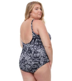 Profile By Gottex Women's Plus Size Pervian Nights V Neck One Piece Swimsuit -Swimming Equipment Shop 8647923597480 blkwht 3a