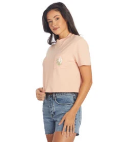 Volcom Women's Pocket Dial Tee -Swimming Equipment Shop 8648129642664 hazeypink 5a