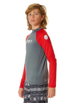Rip Curl Boys' Shock UPF 50+ Long Sleeve Rashguard (Big Kid) -Swimming Equipment Shop 8648335392936 red 2a