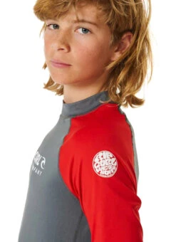 Rip Curl Boys' Shock UPF 50+ Long Sleeve Rashguard (Big Kid) -Swimming Equipment Shop 8648335392936 red 5a
