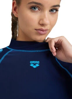 Arena Women's Graphic Long Sleeve Rashguard -Swimming Equipment Shop 8648409645224 navyturquoise 5a