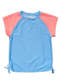 Snapper Rock Girls' Cornflower Peach Sleeve Short Sleeve Rash Guard (Toddler, Little Kid, Big Kid) 18 Snapper Rock Girls' Cornflower Peach Sleeve Short Sleeve Rash Guard (Toddler, Little Kid, Big Kid) -Swimming Equipment Shop 8648409776296 blue