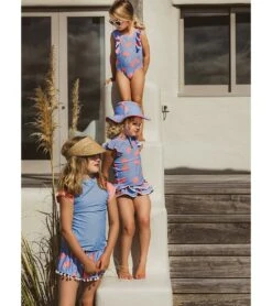 Snapper Rock Girls' Cornflower Peach Sleeve Short Sleeve Rash Guard (Toddler, Little Kid, Big Kid) 15 Snapper Rock Girls' Cornflower Peach Sleeve Short Sleeve Rash Guard (Toddler, Little Kid, Big Kid) -Swimming Equipment Shop 8648409776296 blue 5a