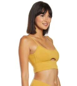 Hard Tail Low Back Cut Out Midi Sports Bra -Swimming Equipment Shop 8648477606056 honeygold 2a