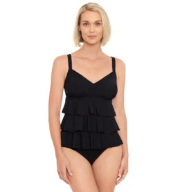Penbrooke Women's Solid Triple Tier Tankini Top 23 Penbrooke Women's Solid Triple Tier Tankini Top -Swimming Equipment Shop 8648762392744 2t