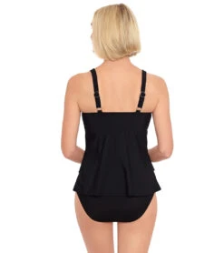 Penbrooke Women's Solid Triple Tier Tankini Top 20 Penbrooke Women's Solid Triple Tier Tankini Top -Swimming Equipment Shop 8648762392744 black 3a