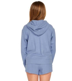 Volcom Girls' Lil Zip Fleece Hoodie (Big Kid) -Swimming Equipment Shop 8648928821416 washedblue 2a