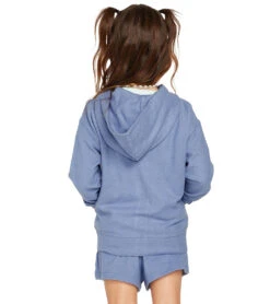 Volcom Girls' Lil Zip Fleece Hoodie (Big Kid) -Swimming Equipment Shop 8648928821416 washedblue 5a