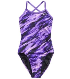 TYR Girls' Vitric Trinityfit One Piece Swimsuit -Swimming Equipment Shop 8649223766184 purple