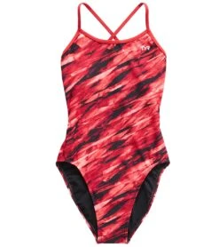 TYR Girls' Vitric Trinityfit One Piece Swimsuit -Swimming Equipment Shop 8649223766184 red 1a
