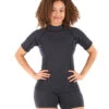 Level Six Women's 0.5mm Sombrio Short Sleeve Neoprene Top -Swimming Equipment Shop 8650112303272 blackheather 1a