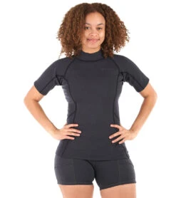 Level Six Women's 0.5mm Sombrio Short Sleeve Neoprene Top -Swimming Equipment Shop 8650112303272 blackheather