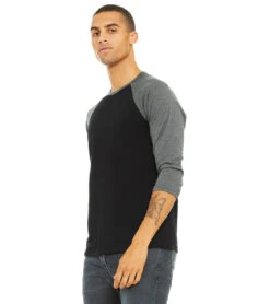 Bella + Canvas Unisex 3/4-Sleeve Baseball T-Shirt -Swimming Equipment Shop 8650165944488 blackdeepheather 4a