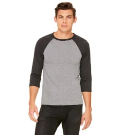 Bella + Canvas Unisex 3/4-Sleeve Baseball T-Shirt -Swimming Equipment Shop 8650165944488 greycharcoalblacktriblend 4a