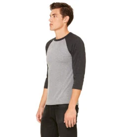Bella + Canvas Unisex 3/4-Sleeve Baseball T-Shirt -Swimming Equipment Shop 8650165944488 greycharcoalblacktriblend 5a
