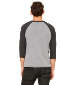 Bella + Canvas Unisex 3/4-Sleeve Baseball T-Shirt -Swimming Equipment Shop 8650165944488 greycharcoalblacktriblend 6a