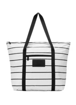 ALOHA Pinstripe Zipper Beach Tote -Swimming Equipment Shop 8650496114856 blackwhite 1a