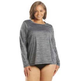 Sporti Women's Plus Size L/S Hybrid UPF 50+ Sun Shirt -Swimming Equipment Shop 8650698129576 black 1a