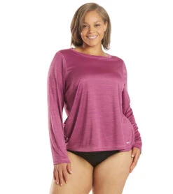 Sporti Women's Plus Size L/S Hybrid UPF 50+ Sun Shirt -Swimming Equipment Shop 8650698129576 fushia 1a