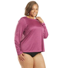 Sporti Women's Plus Size L/S Hybrid UPF 50+ Sun Shirt -Swimming Equipment Shop 8650698129576 fushia 2a