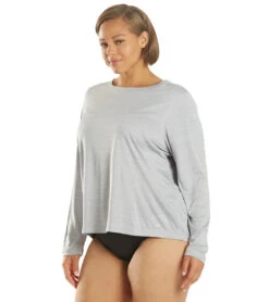 Sporti Women's Plus Size L/S Hybrid UPF 50+ Sun Shirt -Swimming Equipment Shop 8650698129576 iciclegrey 5a