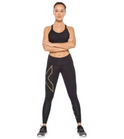 2XU Women's Light Speed Mid-Rise Compression Tight 25 2XU Women's Light Speed Mid-Rise Compression Tight -Swimming Equipment Shop 8650760716456 blackgoldreflective 4a