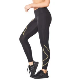 2XU Women's Light Speed Mid-Rise Compression Tight 26 2XU Women's Light Speed Mid-Rise Compression Tight -Swimming Equipment Shop 8650760716456 blackgoldreflective 5a