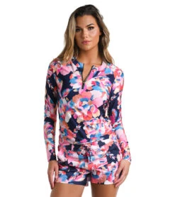 La Blanca Women's Denim Bouquet Rashguard 10 La Blanca Women's Denim Bouquet Rashguard -Swimming Equipment Shop 8651144462504 indigo