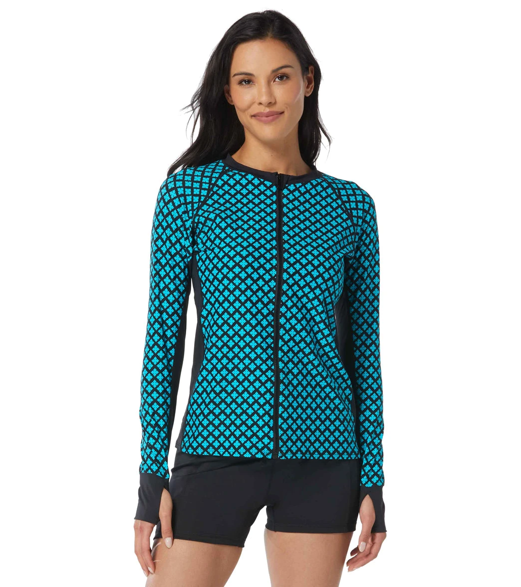 Beach House Women's Delray Botanical Ava Long Sleeve Zip Front Rash Guard 9 Beach House Women's Delray Botanical Ava Long Sleeve Zip Front Rash Guard - Image 7