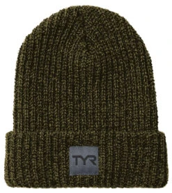 TYR Cuffed Ribbed Beanie -Swimming Equipment Shop 8651665670312 olive 2a